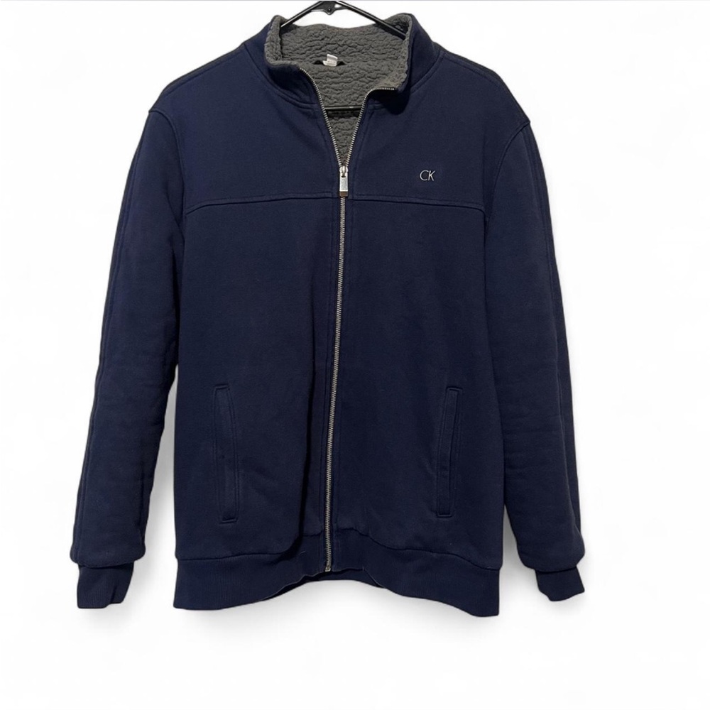 Calvin Klein Men's Dark Blue‎ Navy Lined Zip-Up Sweater Size Small